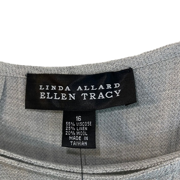 NWT Linda Allard Ellen Tracy wrap dress. SZ- 16 New- old stock. Linen/wool blend - Picture 7 of 8